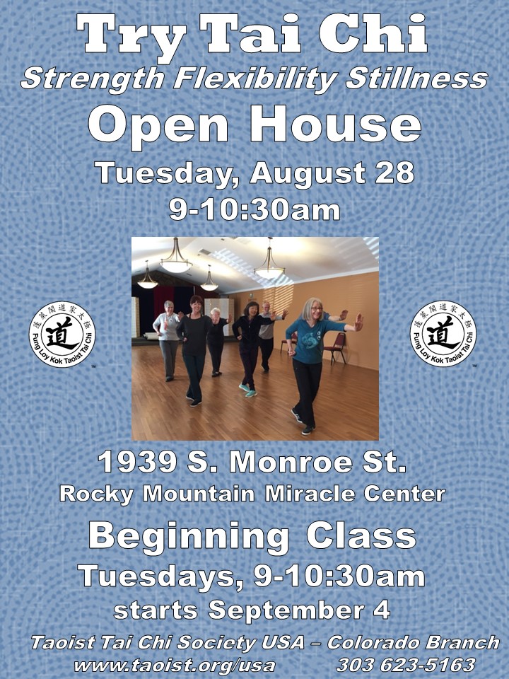"Try Tai Chi - Strength Flexibiity Stillness - Open House - Tuesday, August 28, 2018 at Rocky Mountain Miracle Center
